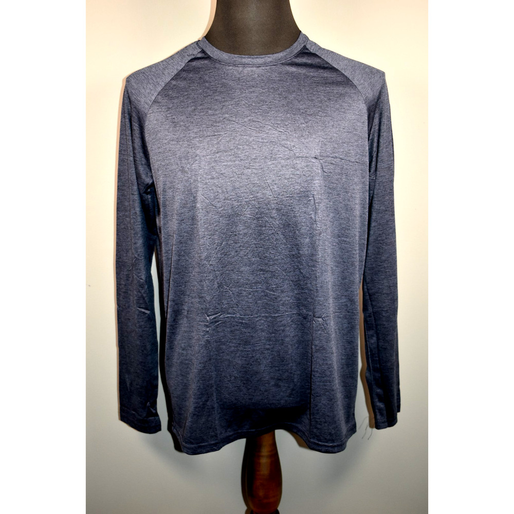 Men's Athletic Long-Sleeve Raglan Shirt Blue Size Med 100% Polyester New no Tag